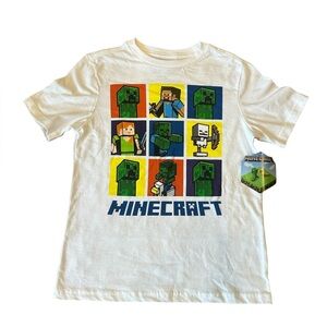 Minecraft White Gamercore Kidcore Creeper Graphic Tee Shirt Youth M 8